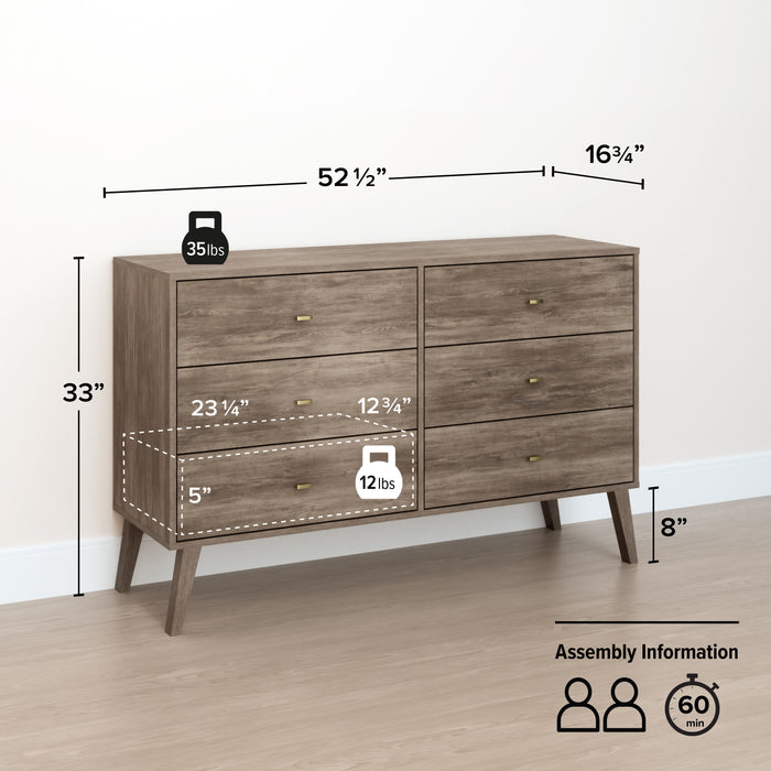 Milo 6-Drawer Dresser - Drifted Grey