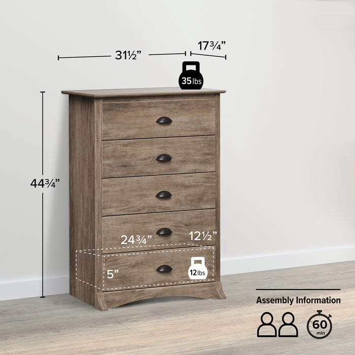 Salt Spring 5-Drawer Chest - Drifted Grey