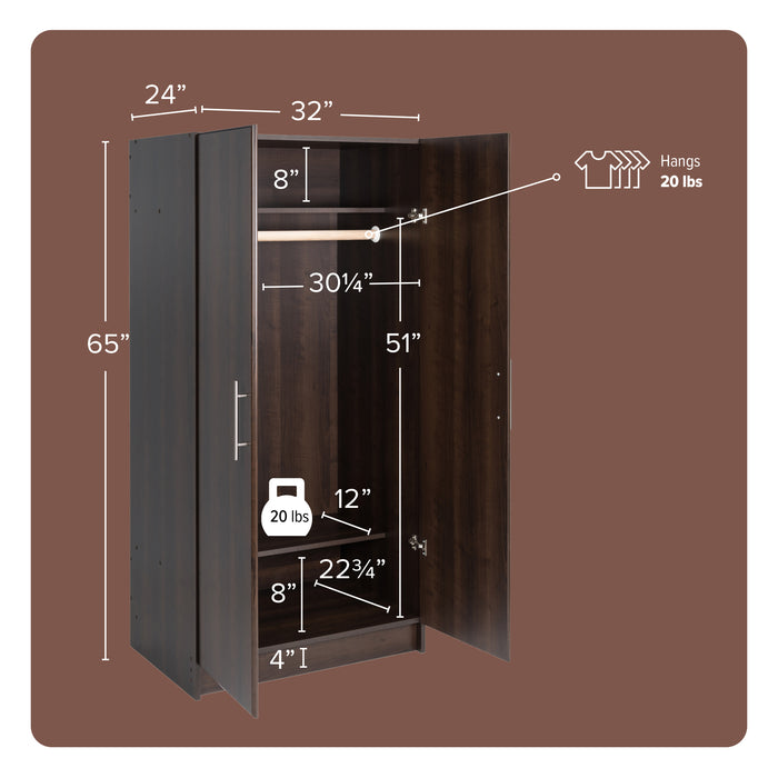 Elite 32\" Wardrobe Cabinet - Espresso