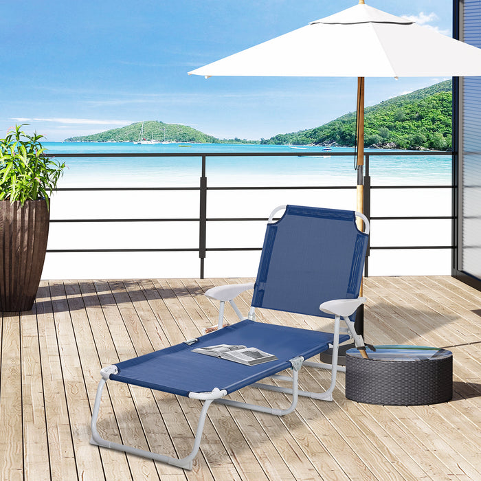 Outsunny Outdoor Lounge Chair With 4-level Adjustable Backrest, Blue