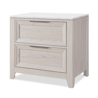 Elana Bedside 2-Drawer Nightstand with Real Marble Top - Beige