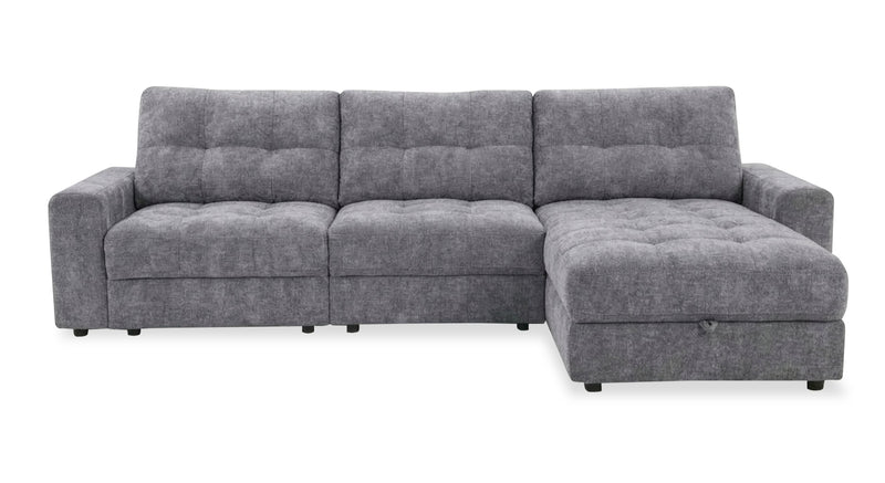Scott Living Elevate Modular 3-Piece Right-Facing Chenille Fabric Power Sliding Sectional - Grey