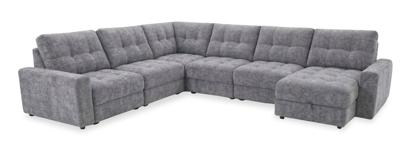 Scott Living Elevate Modular 6-Piece Right-Facing Chenille Fabric Power Reclining and Sliding Sectional - Grey