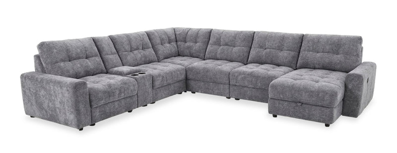 Scott Living Elevate Modular 7-Piece Right-Facing Chenille Fabric Power Reclining and Sliding Sectional - Grey