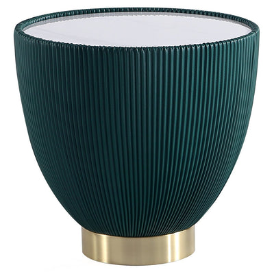 Manhattan Comfort Modern Anderson End Table 2.0 Upholstered Leatherette with Ceramic Faux Marble Tab|Table de bout moderne Anderson 2.0 de Manhattan Comfort avec revêtement en similicuir et dessus de t