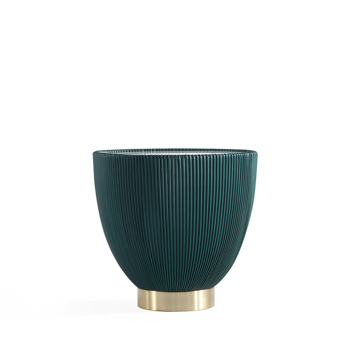 Manhattan Comfort Modern Anderson End Table 2.0 Upholstered Leatherette with Ceramic Faux Marble Tabletop - Green