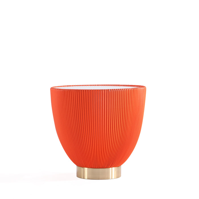 Manhattan Comfort Modern Anderson End Table 2.0 Upholstered Leatherette with Ceramic Faux Marble Tabletop - Orange