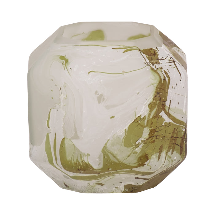 Dominique Glass 5\" Copper Fire Finished Vase - Ivory