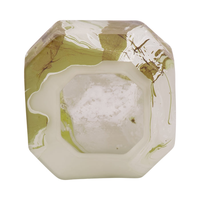 Dominique Glass 5\" Copper Fire Finished Vase - Ivory