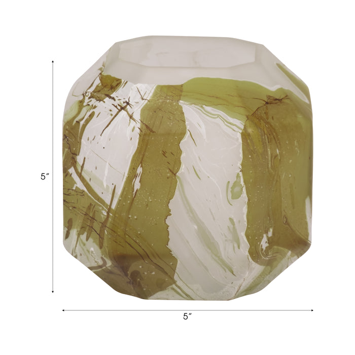 Dominique Glass 5\" Copper Fire Finished Vase - Ivory