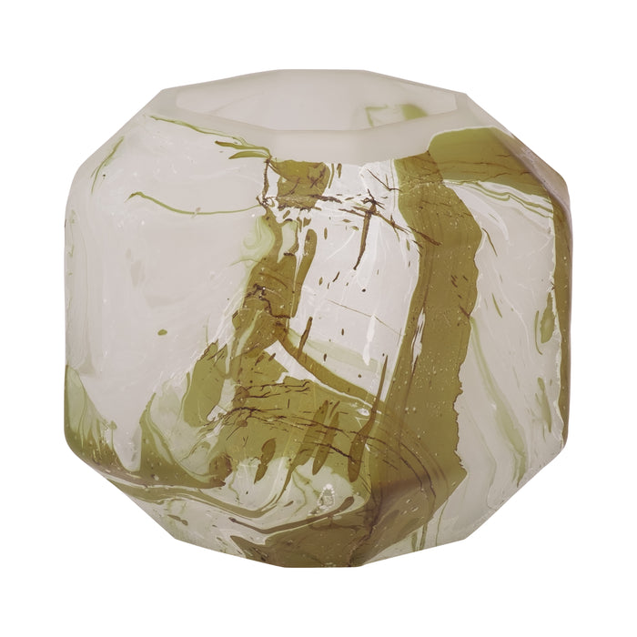 Dominique Glass 5\" Copper Fire Finished Vase - Ivory