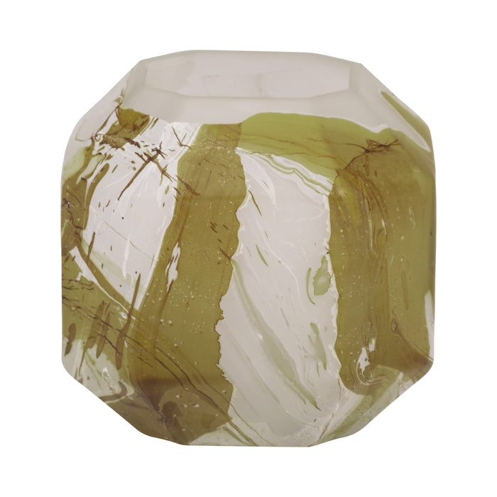 Dominique Glass 5\" Copper Fire Finished Vase - Ivory