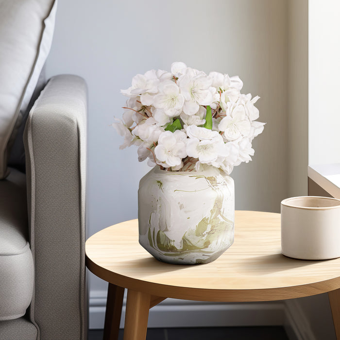 Dominique Glass 5\" Copper Fire Finished Vase - Ivory