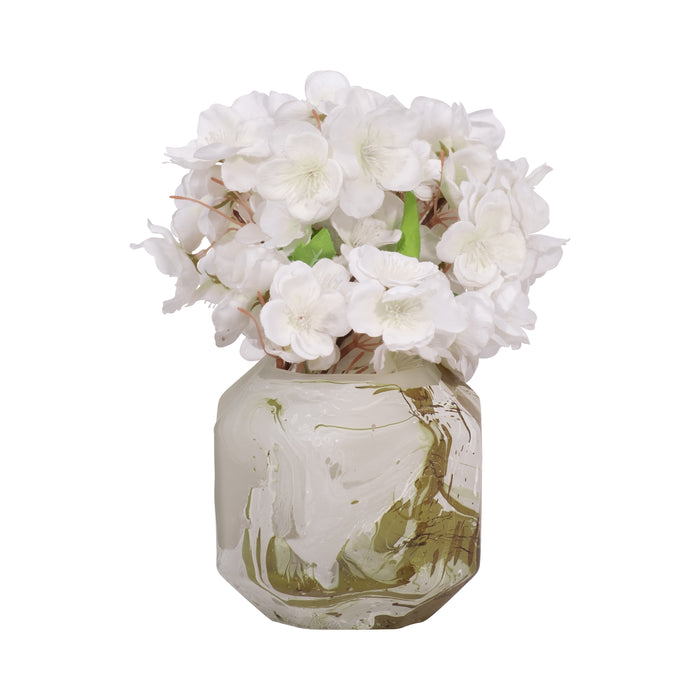 Dominique Glass 5\" Copper Fire Finished Vase - Ivory