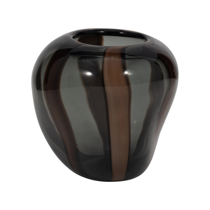 7\" Bayle Small Striped Glass Vase - Brown