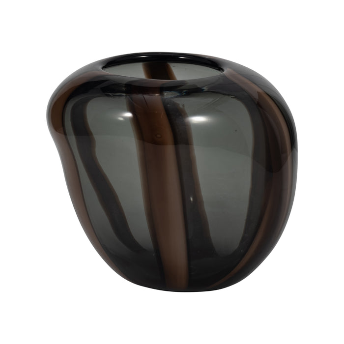 7\" Bayle Small Striped Glass Vase - Brown