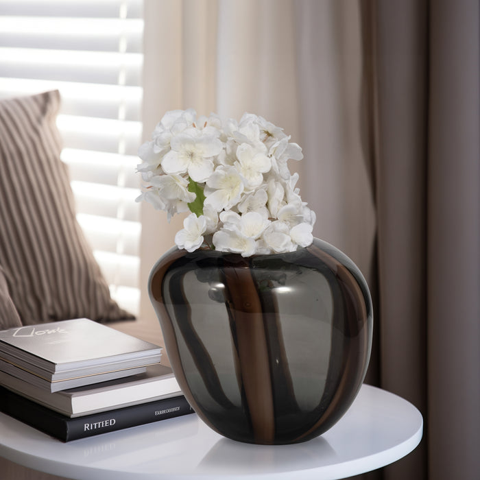 7\" Bayle Small Striped Glass Vase - Brown