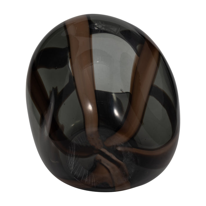 7\" Bayle Small Striped Glass Vase - Brown