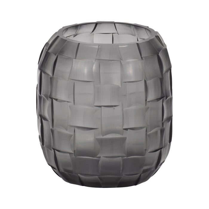 Jordan Glass 6\" Woven Finish Vase - Grey