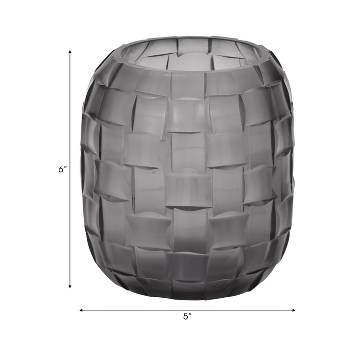 Jordan Glass 6\" Woven Finish Vase - Grey