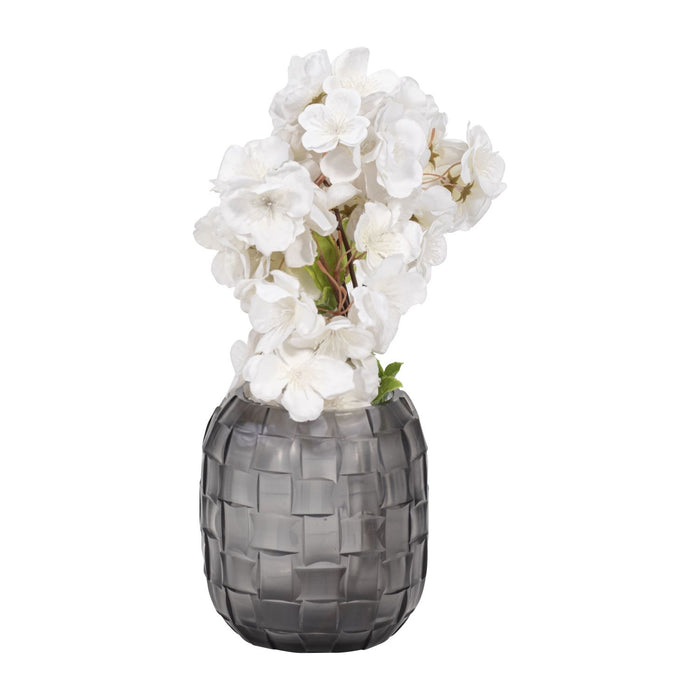 Jordan Glass 6\" Woven Finish Vase - Grey