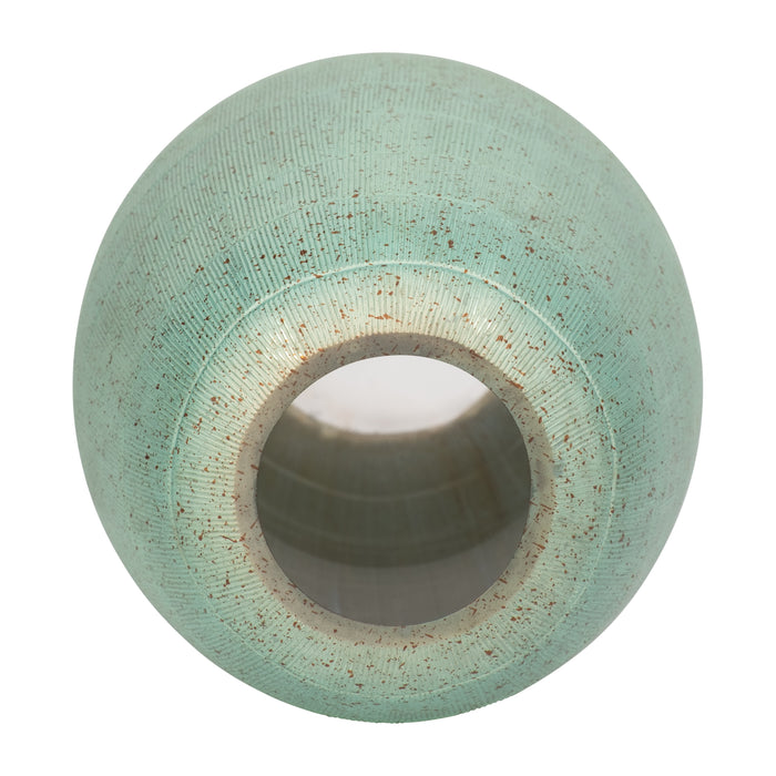 Serenity Glass 9\" Antique Band-Cut Vase - Blue