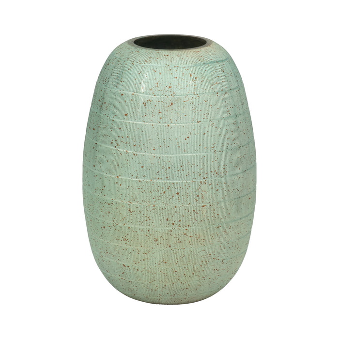 Serenity Glass 9\" Antique Band-Cut Vase - Blue