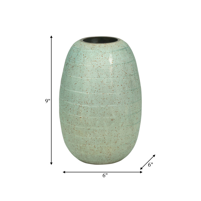 Serenity Glass 9\" Antique Band-Cut Vase - Blue