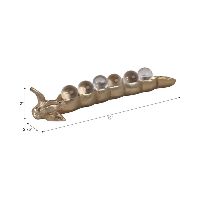 12\" Carrol Pea Pod Statuary - Gold