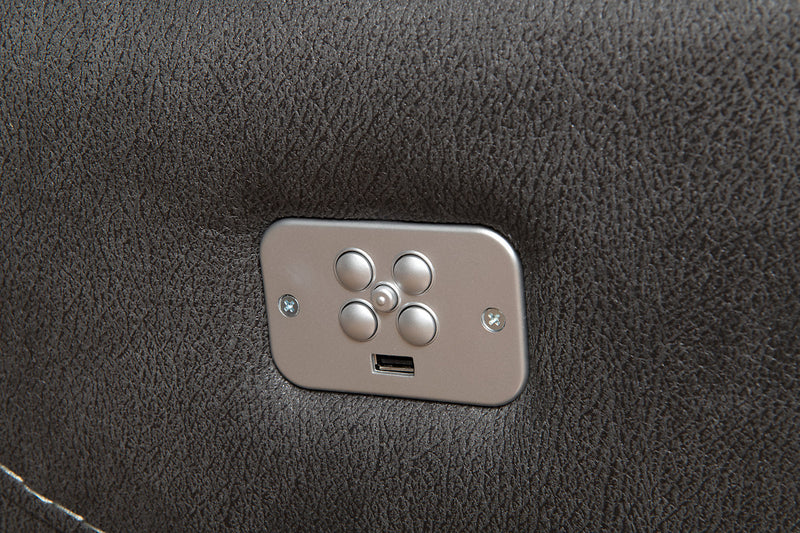 Floy 6-Piece Faux Suede Power Reclining Sectional with Power Headrests, Console and USB Port - Grey
