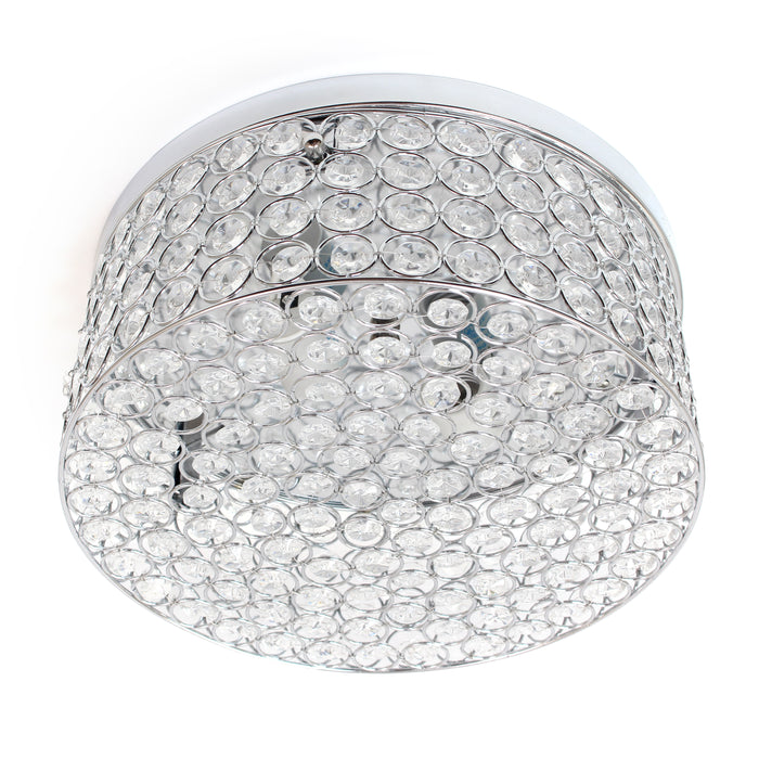 Elegant Designs Elipse Crystal 2-Light Ceiling Flush Mount - Chrome