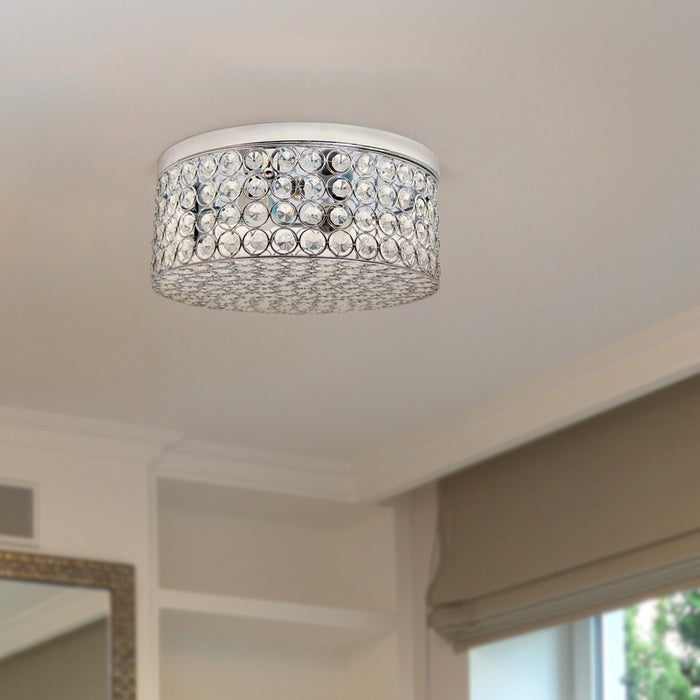 Elegant Designs Elipse Crystal 2-Light Ceiling Flush Mount - Chrome