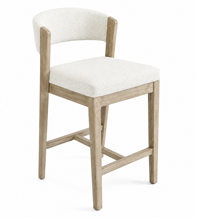 Gia Counter-Height Stool with Polyester Leather Fabric, 24\"H – Grey