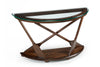 Hatfield 50\" Eclectic Sofa Table with Glass Top & Carved Oars in Wood Base – Dark Oak