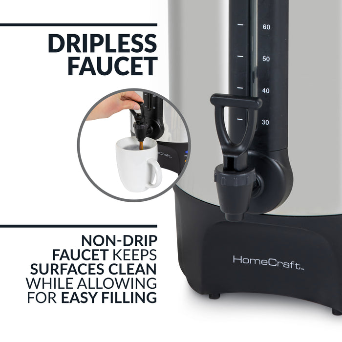 Homecraft 100-Cup Coffee Urn and Hot Beverage Dispenser Coffee Maker - HCCU100SS