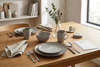 Utopia 16-Piece Stoneware Dinnerware Set with Silver Flatware