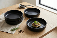 S&CO Gourmet Lisbon Set of 4 Black Stoneware Pasta Bowls