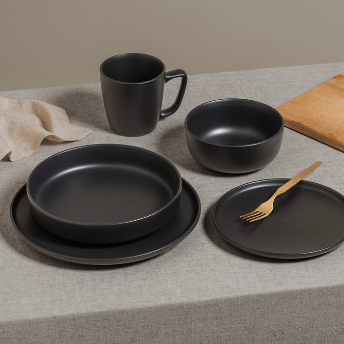 S&CO Gourmet Lisbon Set of 4 Black Stoneware Pasta Bowls