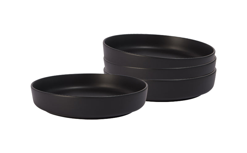 S&CO Gourmet Lisbon Set of 4 Black Stoneware Pasta Bowls