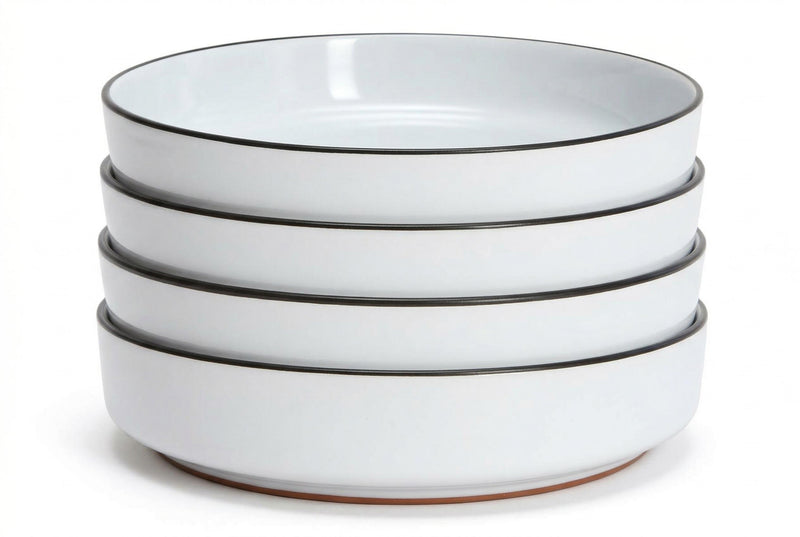 Cena Home Bistro Dinner Bowls, Set of 4, 7.8-inch Stoneware Pasta and Salad Bowls