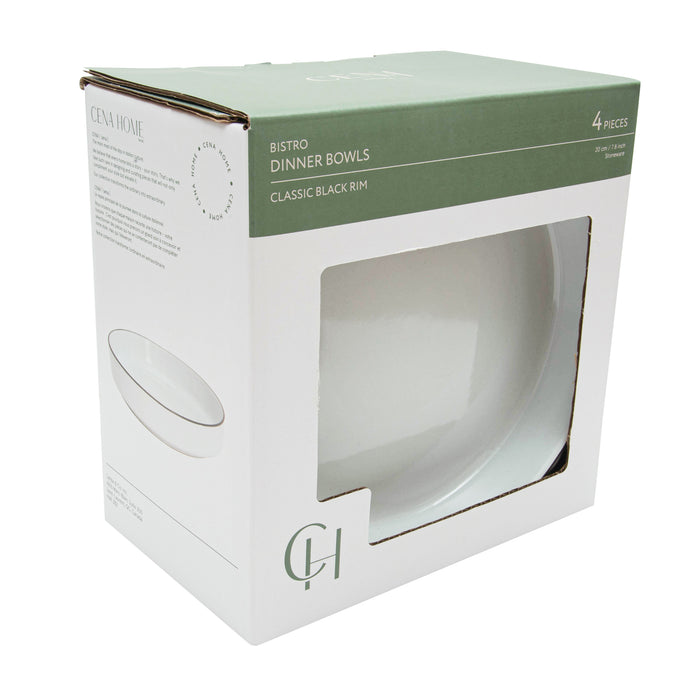 Cena Home Bistro Dinner Bowls, Set of 4, 7.8-inch Stoneware Pasta and Salad Bowls