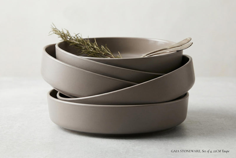 Gaia Stoneware Dinner Bowls, Set of 4, 22cm (8.6-inch) 