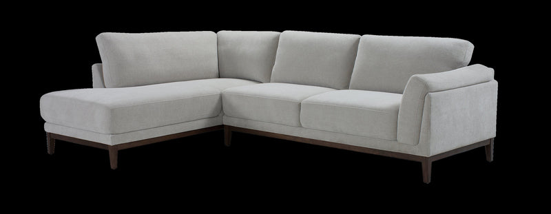 Horizon 2-Piece Left-Facing Fabric Sectional with Wood Base and Legs - Grey