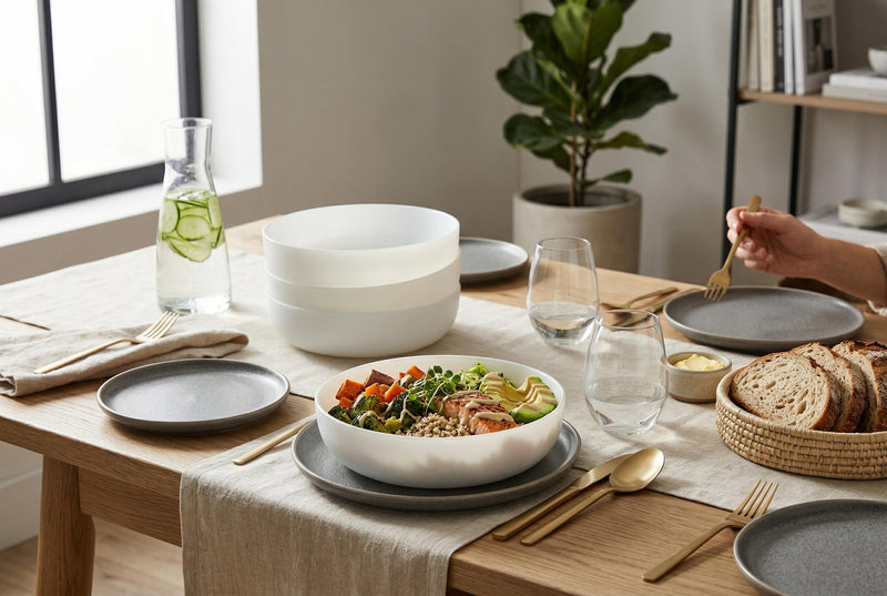 Oslo Opal Glass Pasta Bowls, Set of 4 