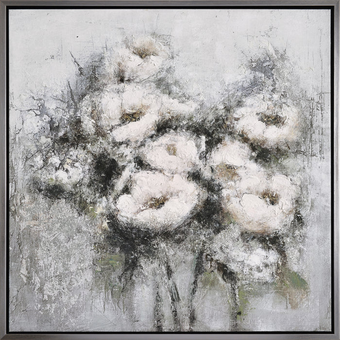 Bouquet of Flowers Framed Acrylic Painting - 35.5\" x 35.5\"