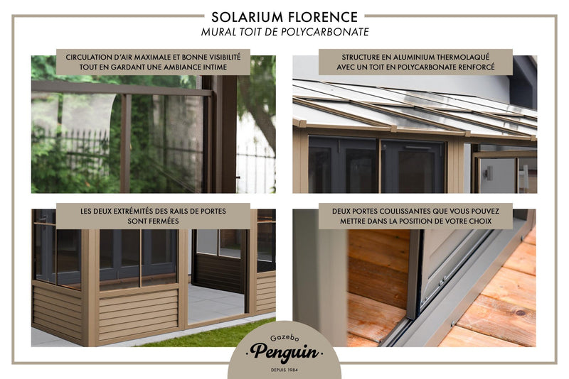 Gazebo Penguin Florence - Wall Mounted Solarium 10x16 Polycarbonate Roof