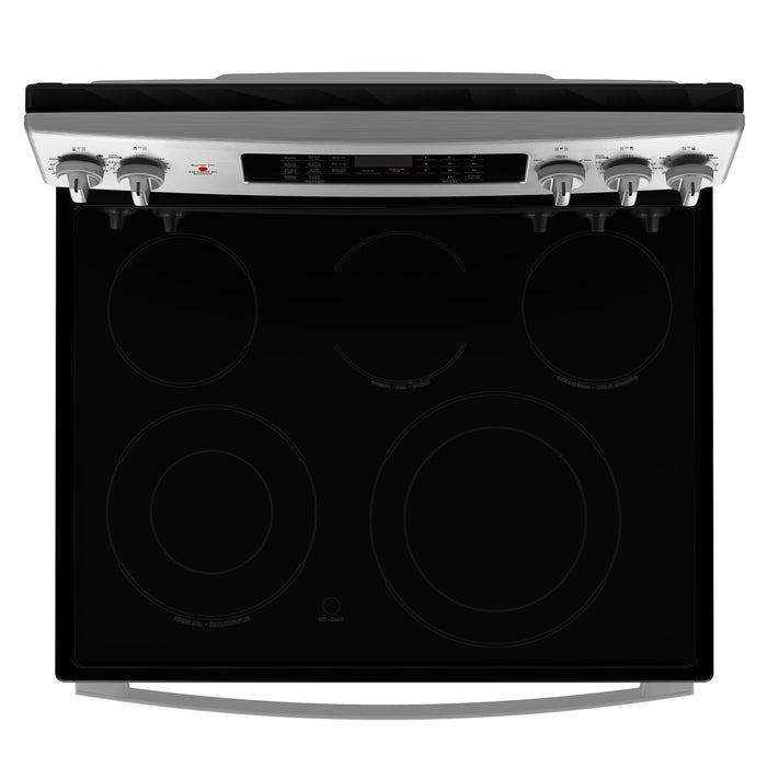 GE 5 Cu. Ft. Electric Range with True European Convection and Air Fry - Stainless Steel - JCB840STSS
