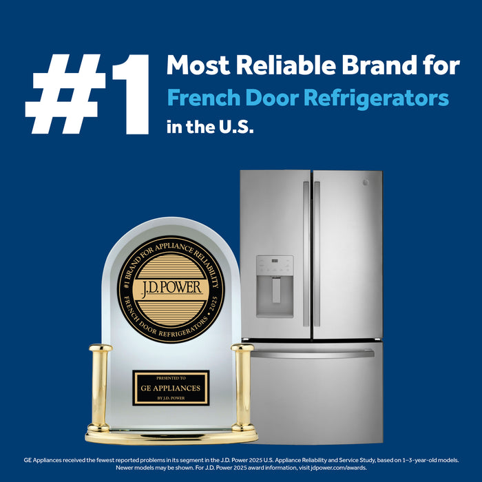 GE 33\" 17.5 Cu Ft. French-Door Counter-Depth Refrigerator – Stainless Steel - PYE18HYRCFS