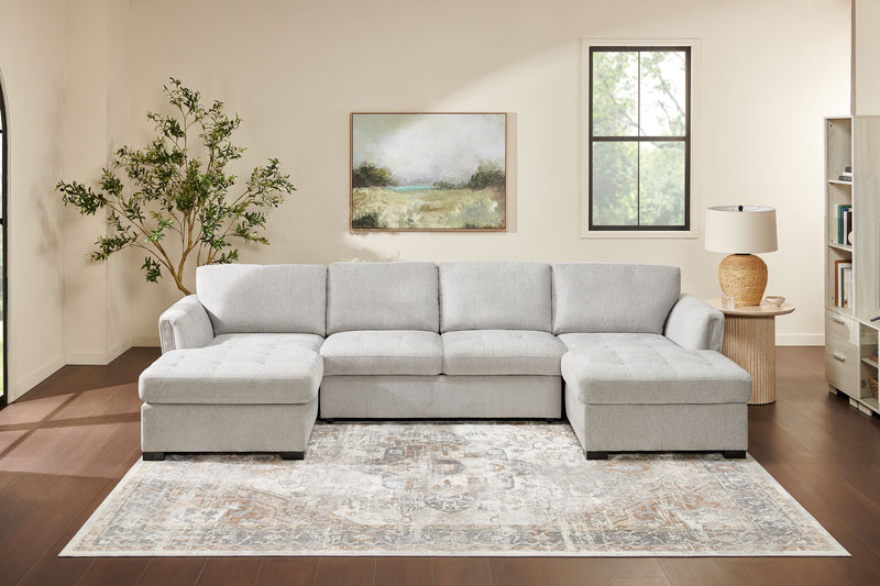Vault 3-Piece Sectional with Sofa Bed Loveseat and Two Storage Chaises - Grey