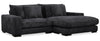 Alto 2-Piece Ultra Plush Faux Fur Fabric Sectional with Dual Cupholders and USB Ports - Ebony
